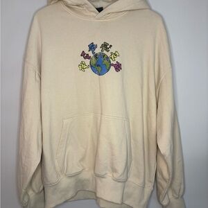 Grateful Dead Cream Hoodie with Earth and Dancing Bears